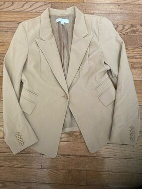 NY&Co Collection Classic Women's Beige Blazer Jacket - Tailored Single-Button
